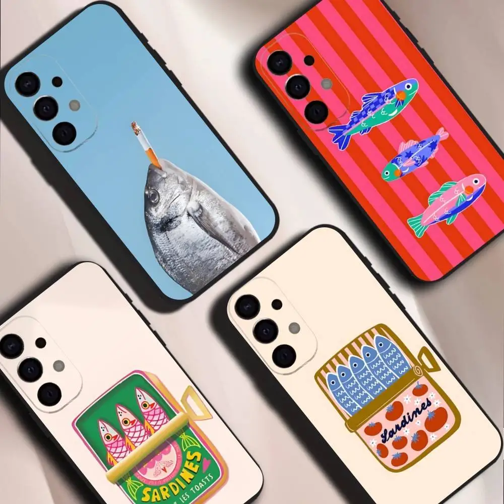 

Fish Funny Sardines For Samsung S26,S25,S24,S21,S22,S23,S30,Ultra,S20,Plus,Fe,Lite,5G Black Cover Phone Case