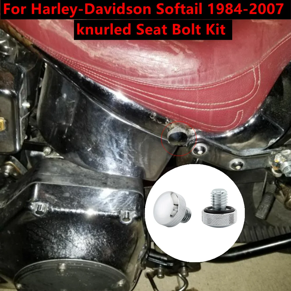 

Chrome knurled Seat Bolt Kit Motorcycle parts Screw cap For Harley-Davidson Softail 1984-2007