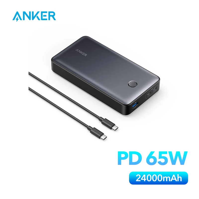 Anker 537 Power Bank 24000mAh Battery 65W Portable Charger Spare Battery External Battery Fast Charge PowerCore 24K for Laptop