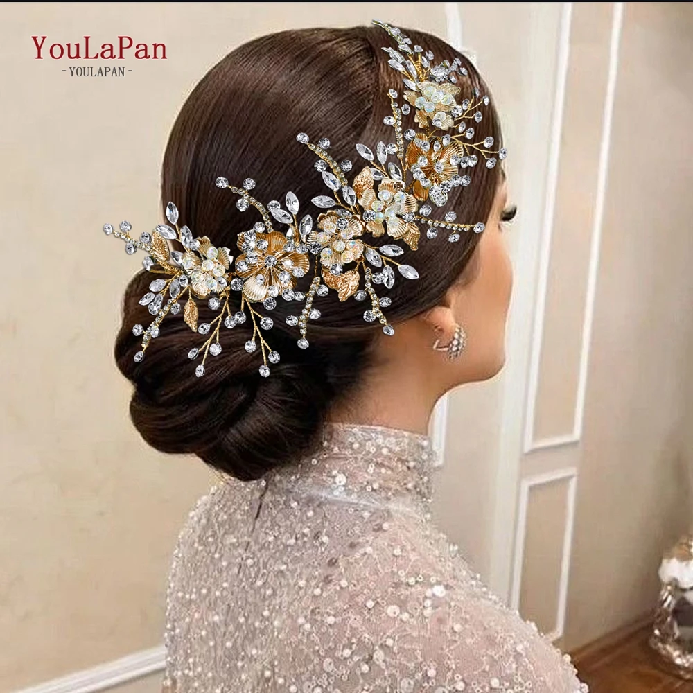 

TOPQUEEN Bridal Rhinestone Hair Accessories Wedding Shining Hair Jewelry Banquet Party Headband Headpiece Women Headwear HP918