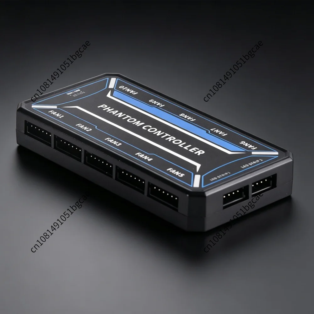6Pin 10-Port ARGB Fan Hub Controller SATA-Powered PC Case Fan Splitter with Remote Control for RGB Computer Builds