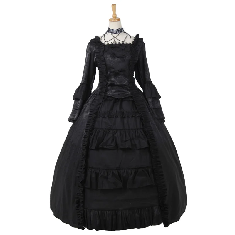 Medieval Black  Princess Southern Costume Ball Gown Gothic Lolita Dress Adult Women Party Evening Dress Custom Made