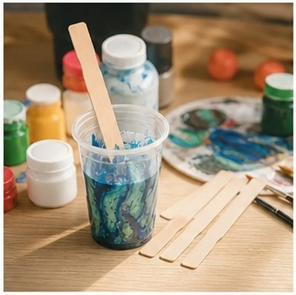 15Pcs Paint Mixing Sticks 12 Inch Smooth Finish Wooden Stirrers Reusable Eco Friendly for Resin Art Painting Craft Projects