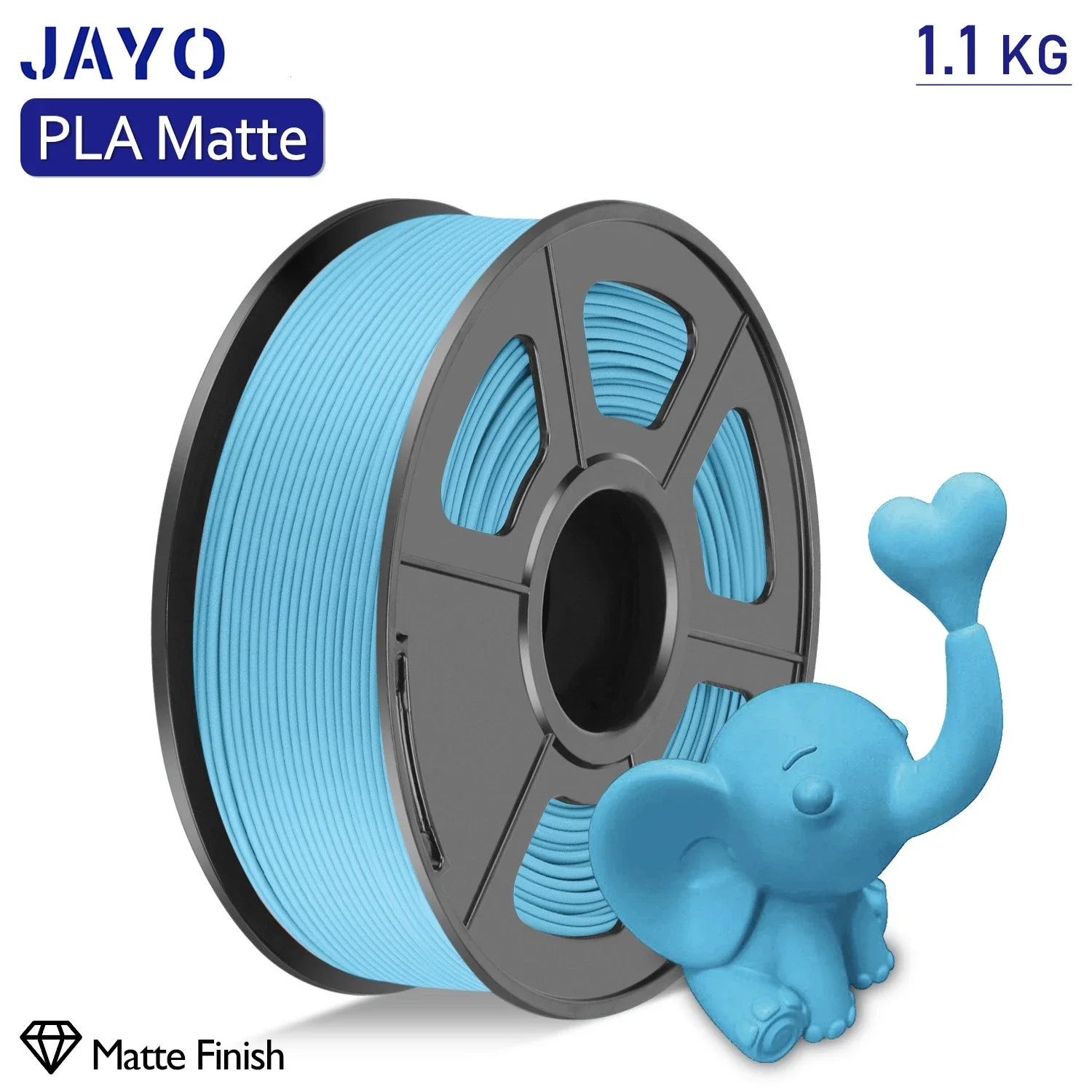 JAYO 1100G 3D-PLA-Mattdrucker-Filament, 1,75 mm, ordentlich gewickeltes PLA-Filament mit mattem Finish-Druck mit 99 % FDM-3D-Drucker und Stift