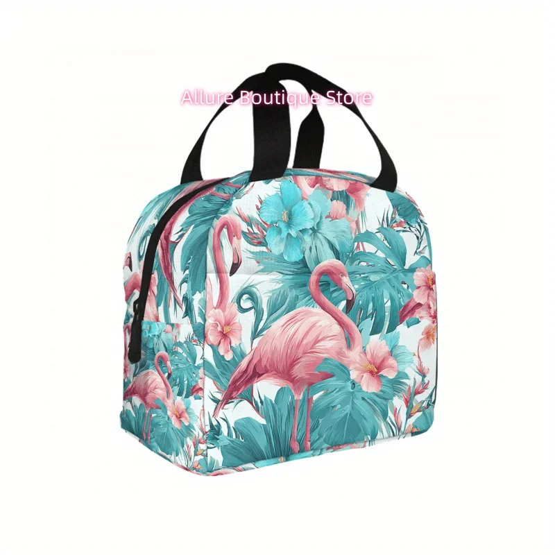 1pc 2D Printing Flamingo And Tropical Plant Pattern Universal Work Lunch Bags for Both Men And Women - Small-Sized Adult Lunch B