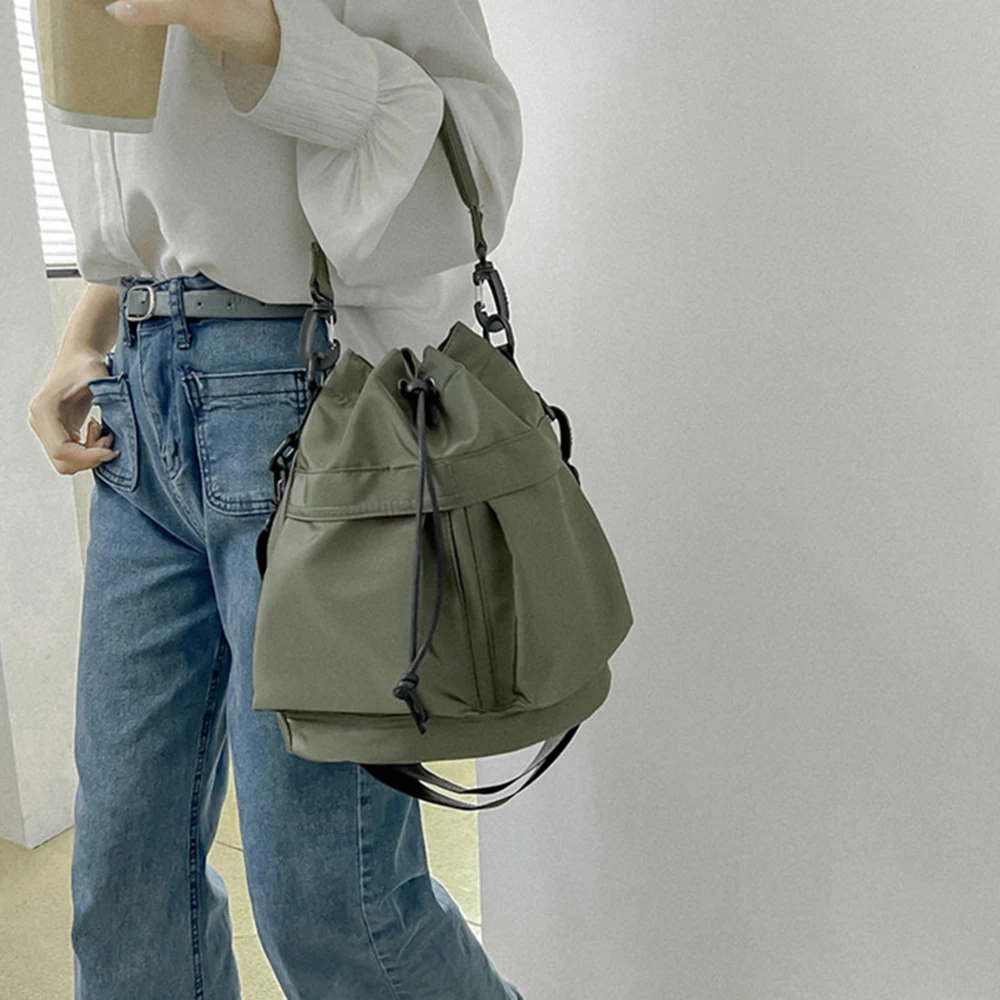 Drawstring Pleated Bucket Bag Large Capacity Crossbody Bags For Women Fashion Handbag