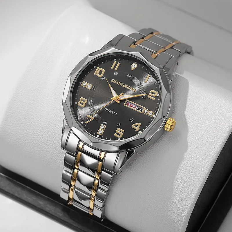 ใหม่แฟชั่นหรูหรานาฬิกาสําหรับชายที่มีชื่อเสียงธุรกิจวันที่สแตนเลสสตีล Casual นาฬิกาควอตซ์สําหรับของขวัญ Reloj Hombre ชายนาฬิกา