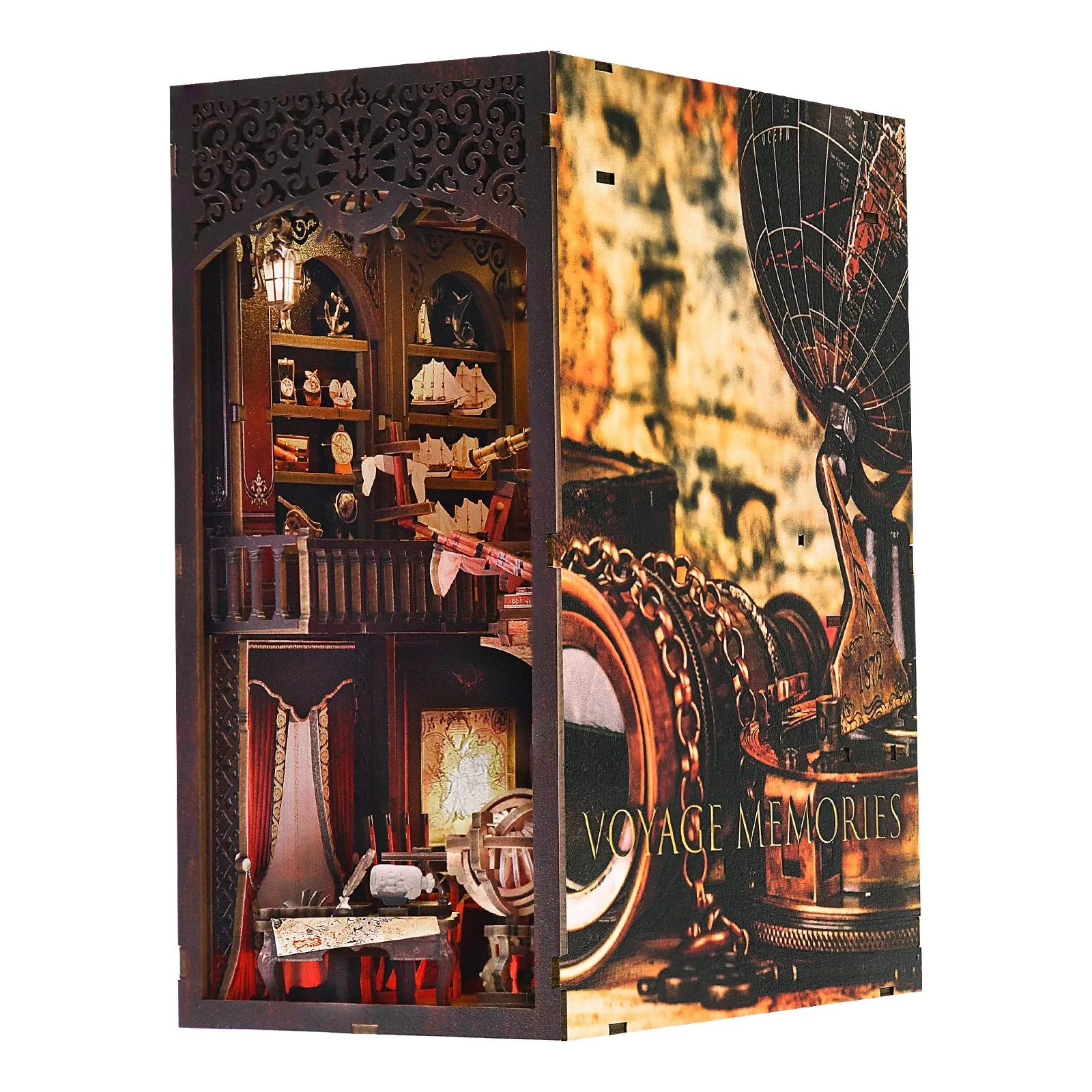 Hamaileon Book Nook Kit, for Adults and Teenagers, DIY Miniature Dollhouse Kit 3D Wooden Puzzle Booknook Bookend with LED Light