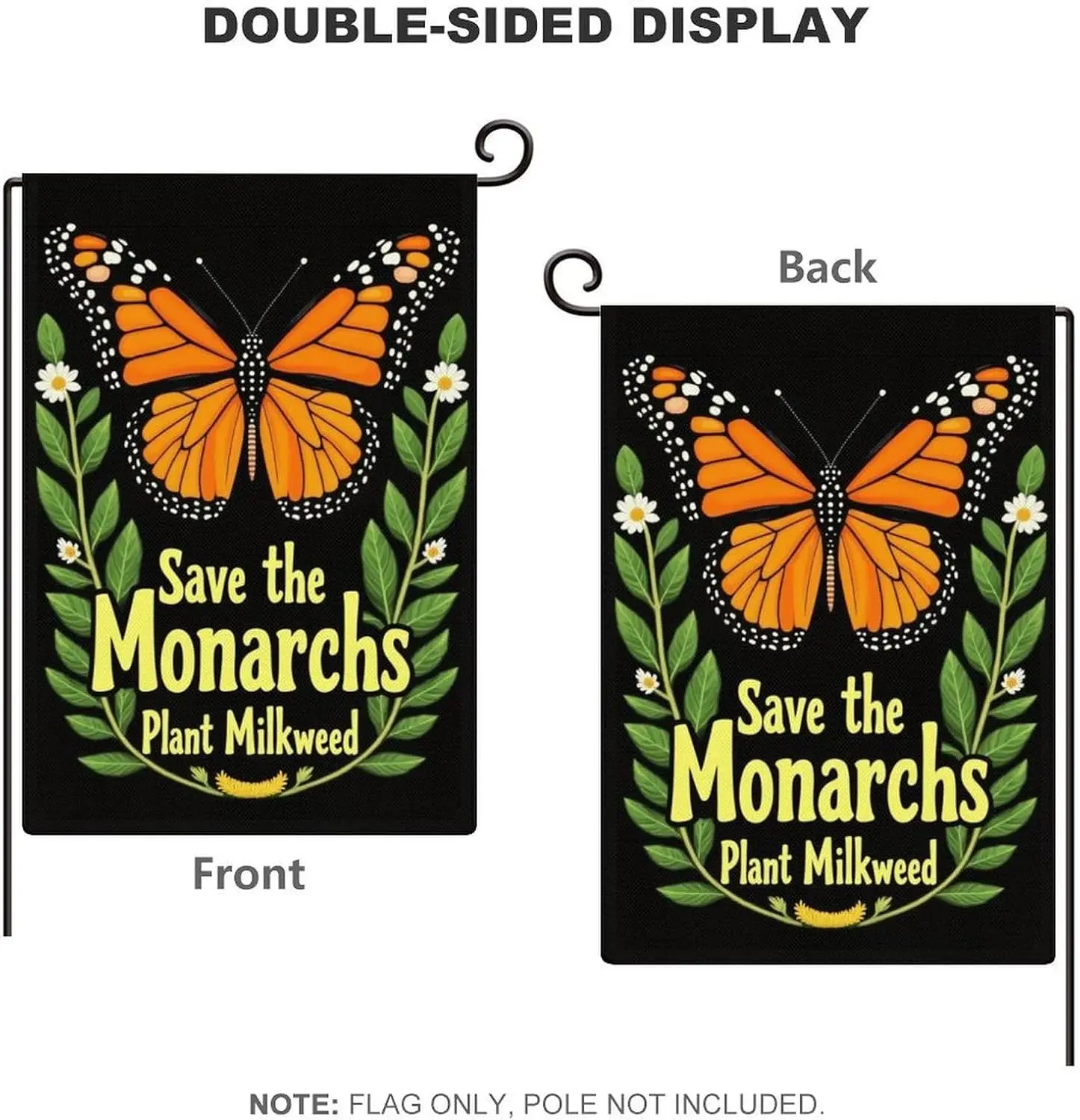 Save The Monarch Butterfly بعض Milkweed Butterfly Fun Garden Flag 12 × 18 بوصة خيش مزدوج الجوانب، علامة زهور موسمية Ya EYY