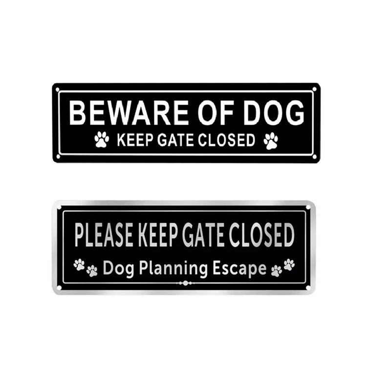 

Beware Of Dog Sign, Aluminum, Keep Gate Closed Sign For Fence Or Gate Aluminum Metal Sign, Reflective, Fade Resistan