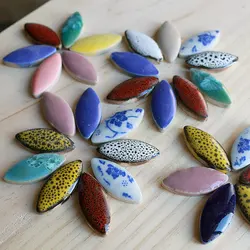 100g Multi Color Irregular Ceramic Mosaic Tiles DIY Mosaic Making Stones for Craft Hobby Arts Wall Decoration Petal arte oval