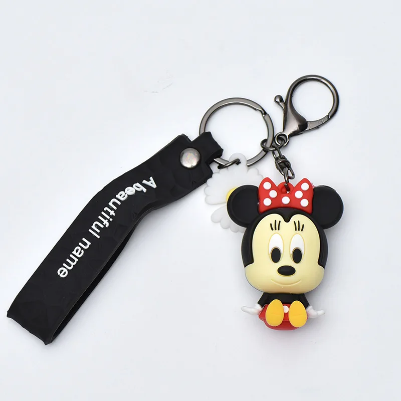 Disney Mickey Minnie Mouse Keychain Cute Cartoon Keyring Silicone Doll Charms Backpack Decoration Pendant Kids Birthday Gifts