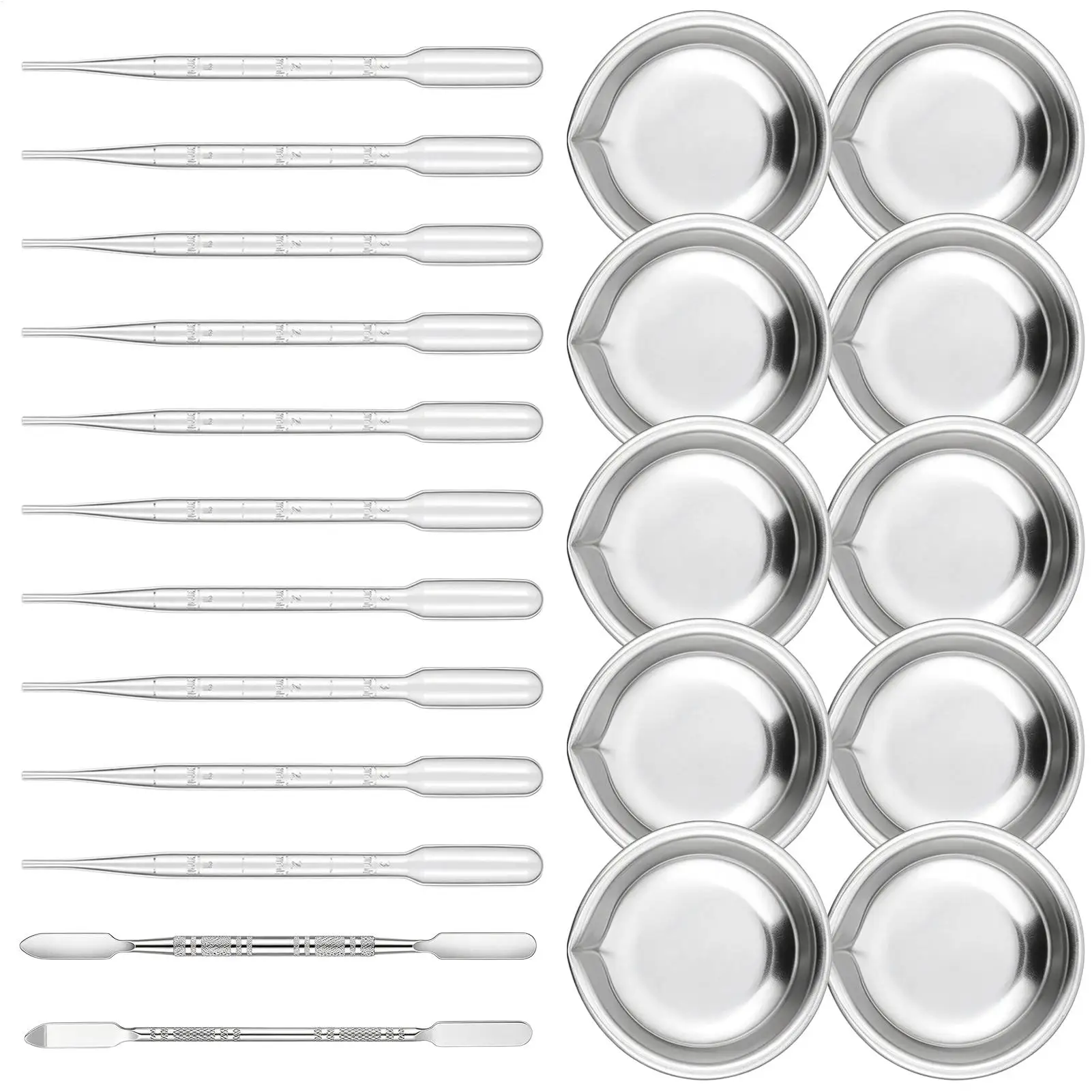 Paint Mixing Palette With Stirrers Small Steel Anti-Splash Containers 12-Piece Metal Airbrush Painting Tray For Acrylic Enamel