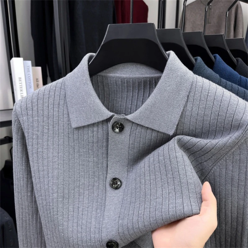 

Мужской вязаный кардиган из смесовой шерсти — бежевое мягкое пальто на пуговицах спереди, осень-зима ​ ​