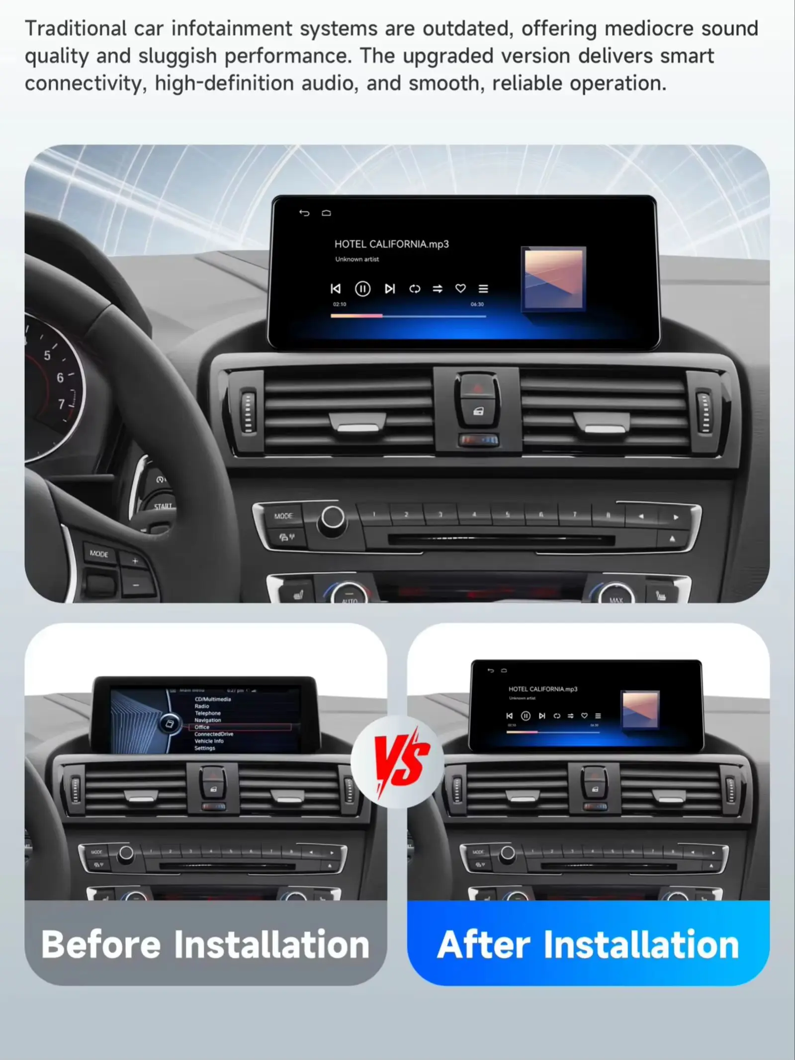 Hizpo 12,3" Kabelloses CarPlay Android Auto Multimedia-Linux-Display für BMW 1/2er Serie F20/F21/F22/F23 2011-2019 NBT EVO System Touch-Display Autoradio-Player Stereo GPS-Navigation Audio Original