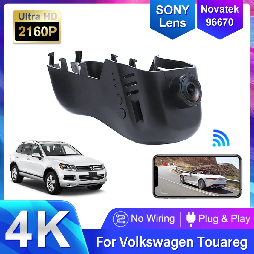 4K Car DVR Video Recorder Dual Lens Dash Cam For Volkswagen VW Tuareg Toureg Touareg FL NF CR 7P R Edition X V6 V8 R50 VW03-C