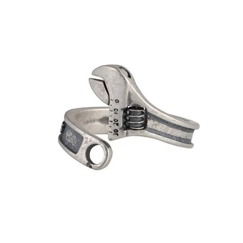 Adjustable Opening Vintage Old Wrench Tool Ring For Men And Women