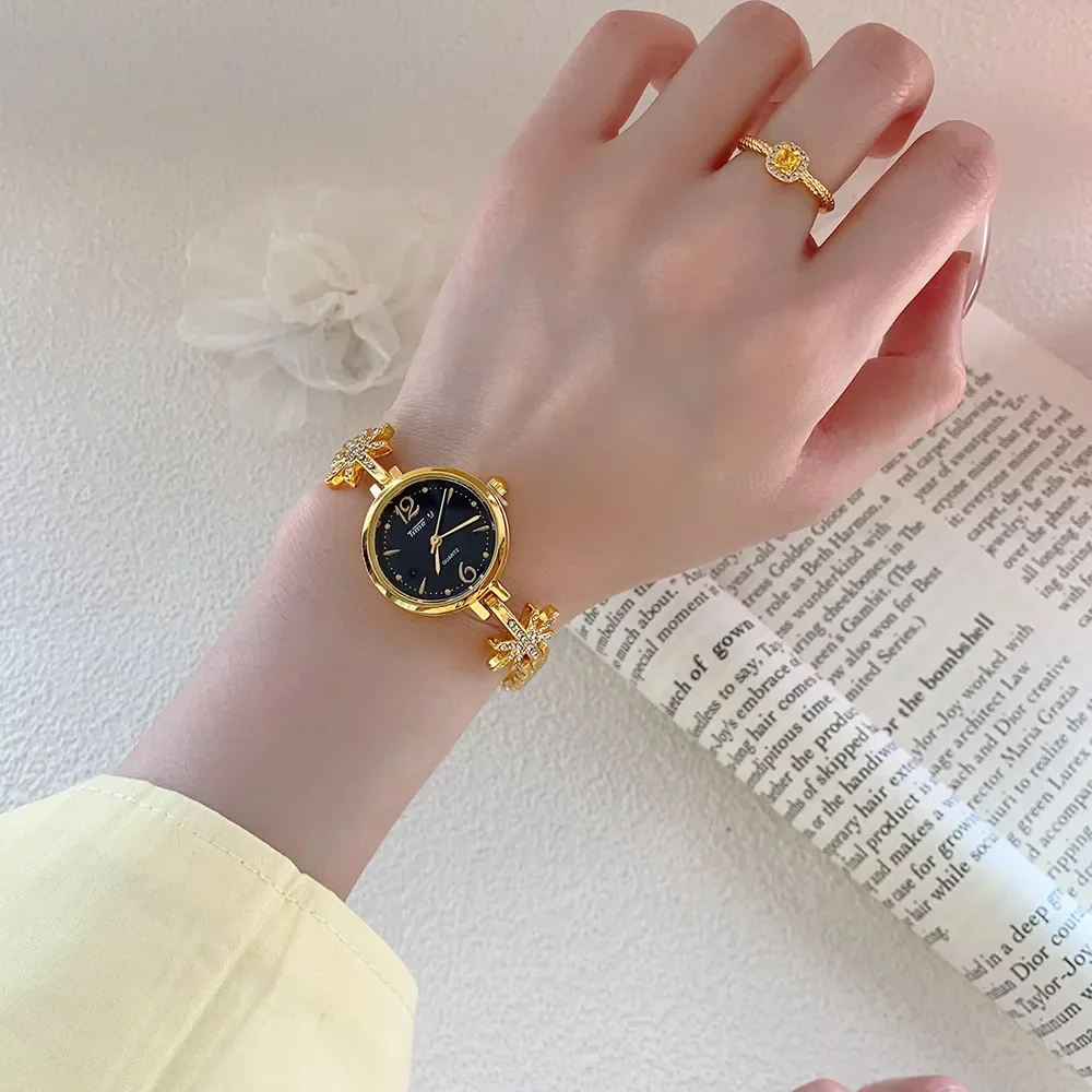 Medieval watch, retro niche high-end women's gold watch, exquisite chain with diamonds, cross-border hot sale, a hair watch