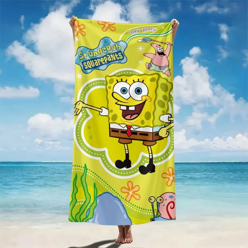 SpongeBob Beach Towel SpongeBob SquarePants Beach Towel Made from Soft Polyester Microfiber with Vibrant Underwater Design