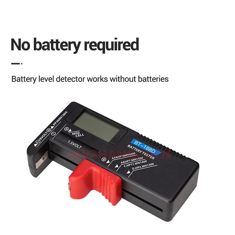 BT-168 Comprobador Digital de Capacidad de Baterías AA/AAA/C/D/9V/1.5V Comprobador Universal de Capacidad de Baterías Comprobador de Voltios