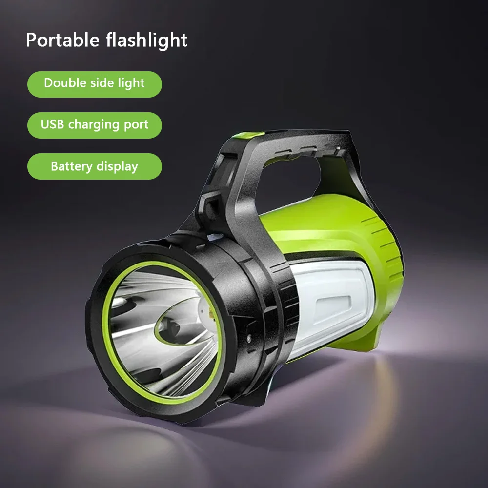 

Strong light flashlight LED high power patrol emergency portable searchlight USB rechargeable with side light flashlight