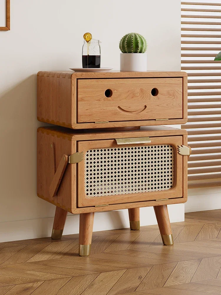 Robot Side Cabinet Solid Wood Side Table Living Room Locker Bedside Table