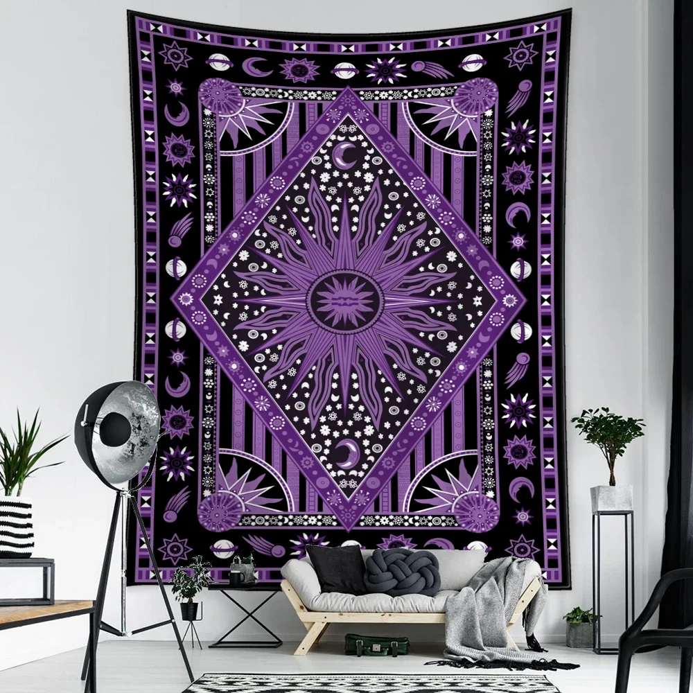 Purple Sun Planet Tarot Tapestry Wall Hanging Bohemian Abstract Psychedelic Witchcraft Dormitory Living Room Home Decor