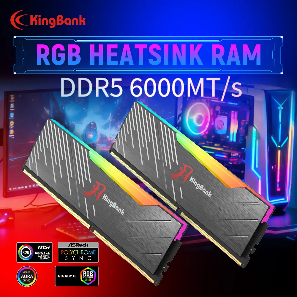 KingBank SoarBlade KRRB DDR5 RGB Serie K5.01.FLM5ED9402 32 GB (16 GBx2) 6000 MHz Hynix M memoria per giochi e overclock