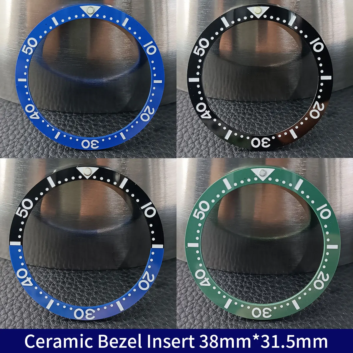 Flat Ceramic Bezel Insert 38mm*31.5mm Watch SKX007/SKX009/SKX011/SRPD substitute watch insert ring Watch Accessories Luminous