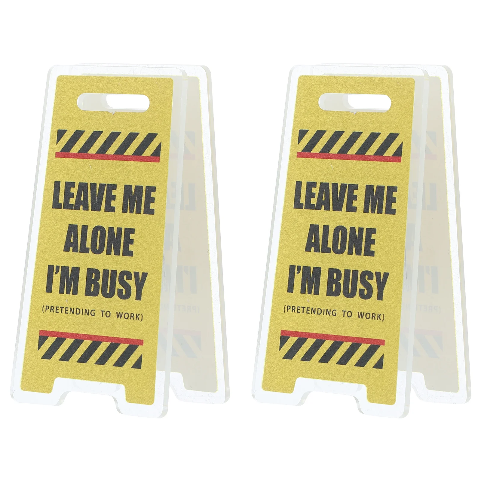 

2Pcs Acrylic Warning Sign Memo Clip Stand Cute Desktop Note Display Clip Holder for Office Table Card Photo Holder