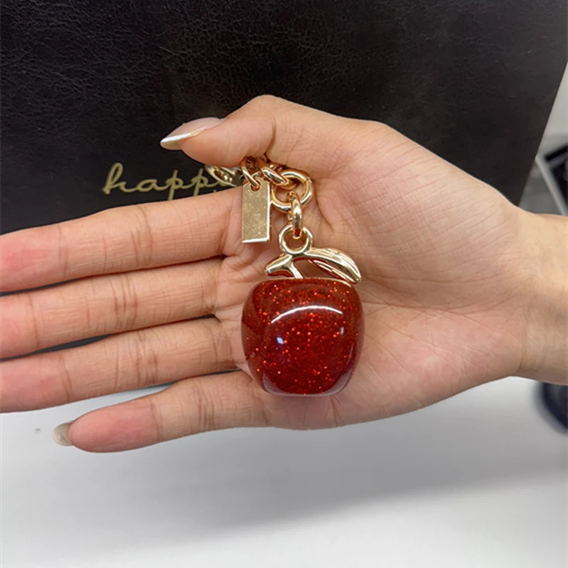 Para bolso de entrenador, bolso de hombro, colgante de cereza de cristal rojo, decoración, llavero exquisito, pieza de fijación