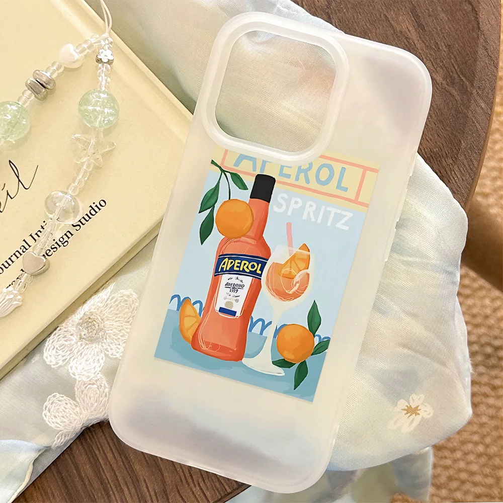 New Fashion Spritzs Aperols Clear Frosted stoßfeste Handyhülle für iPhone 17 16E 16 15 14 Plus 13 12 11 Air Plus Pro X XR Max