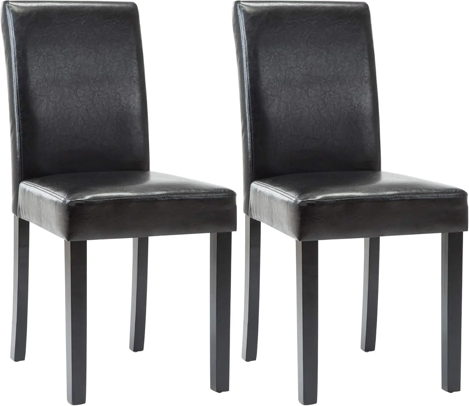 

Dining Chairs, PU Leather Padded Dining Chair, Modern Solid Wood Kitchen Chairs, Set of 2, Black