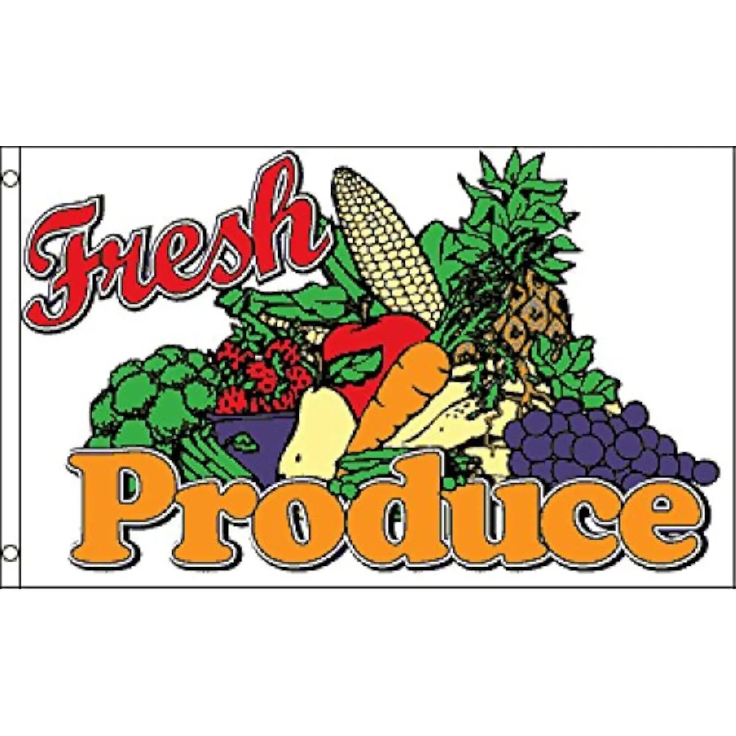 Fresh Produce Flag Garden Decoration Brightly Colored Fruits and Vegetables Banner