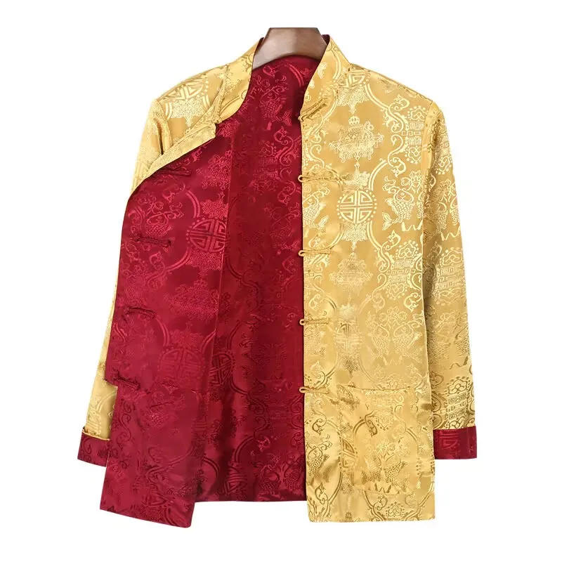 Men Chinese Dragon Shirt Kung Fu Coats China New Year Tang Suit Traditional Chinese Clothing For Men Jackets Hanfu Men Clothing