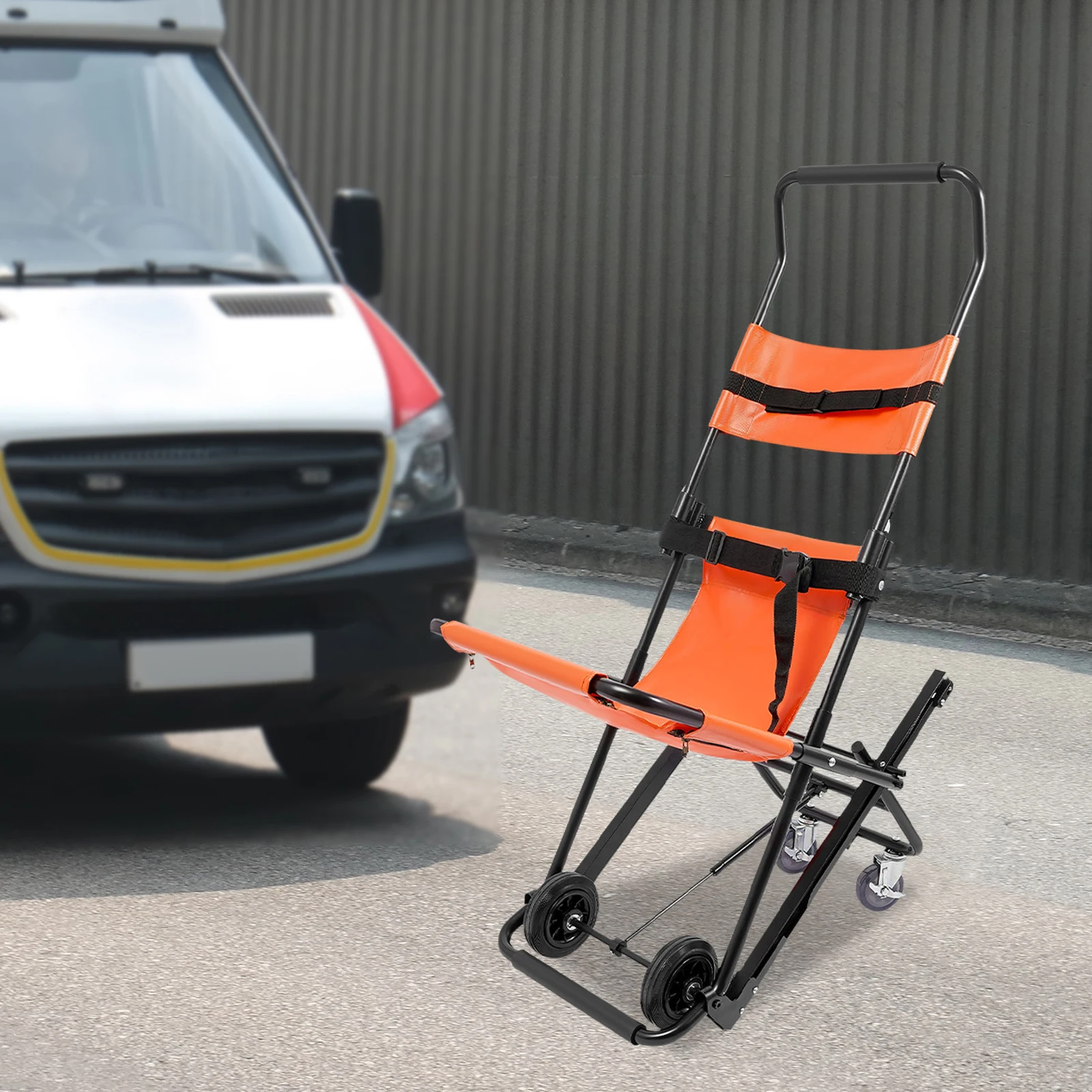 Aluminium Alloy Manual Stair Chair Portable Folding Stair Chair with 4 Wheels PVC Manual Lift Stair Chair Withstands 350.53 lbs