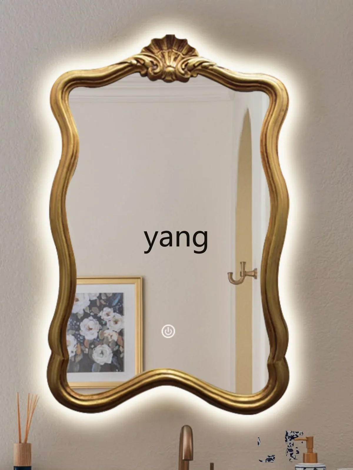 LMM  Vintage Engraving Bathroom Mirror Antifog Glasses Smart Bathroom Mirror Special-Shaped Bathroom Wall-Hanging Mirror