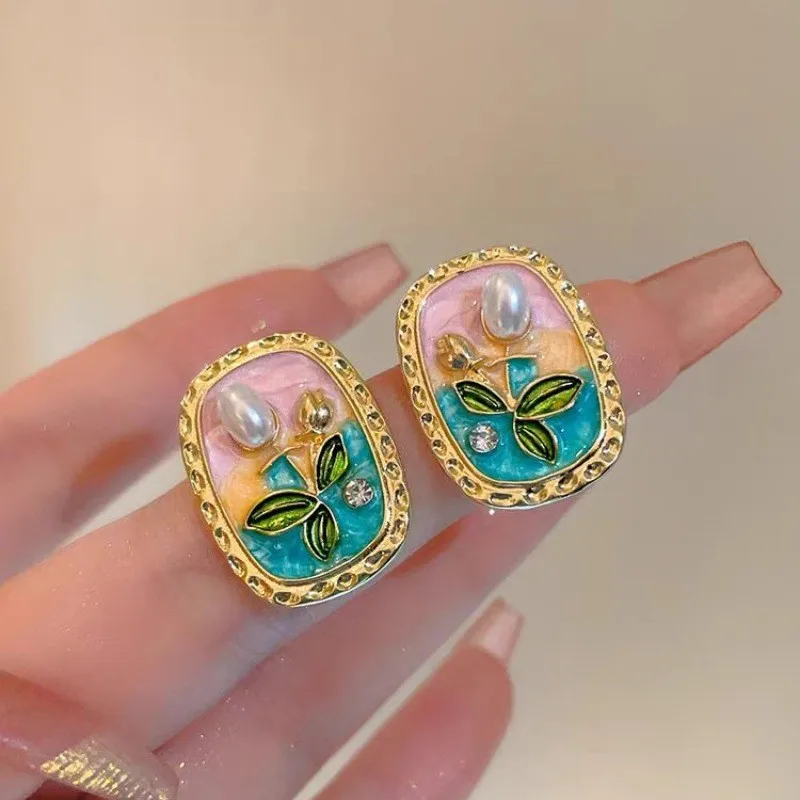 

925 Silver Needle Korean Fashion Flower Earrings For Women Jewelry 2025 Trending New Luxury Women's Pearl Crytal Earrings Gifts