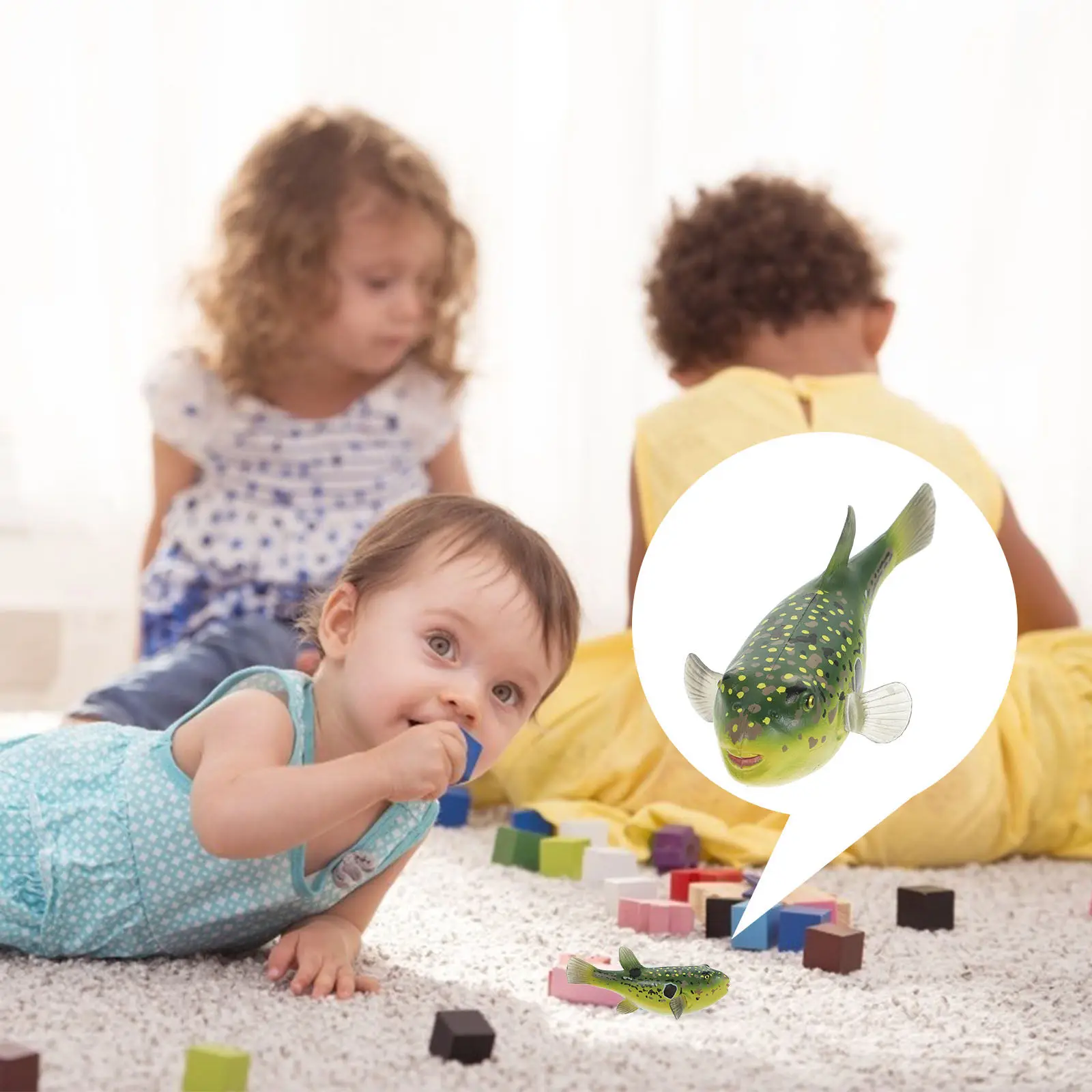 

1 Piece Realistic Puffer Fish Decoration Plastic Sea Animal Figure for Kids Education Nursery Room Garden Balcony Desktop Decor