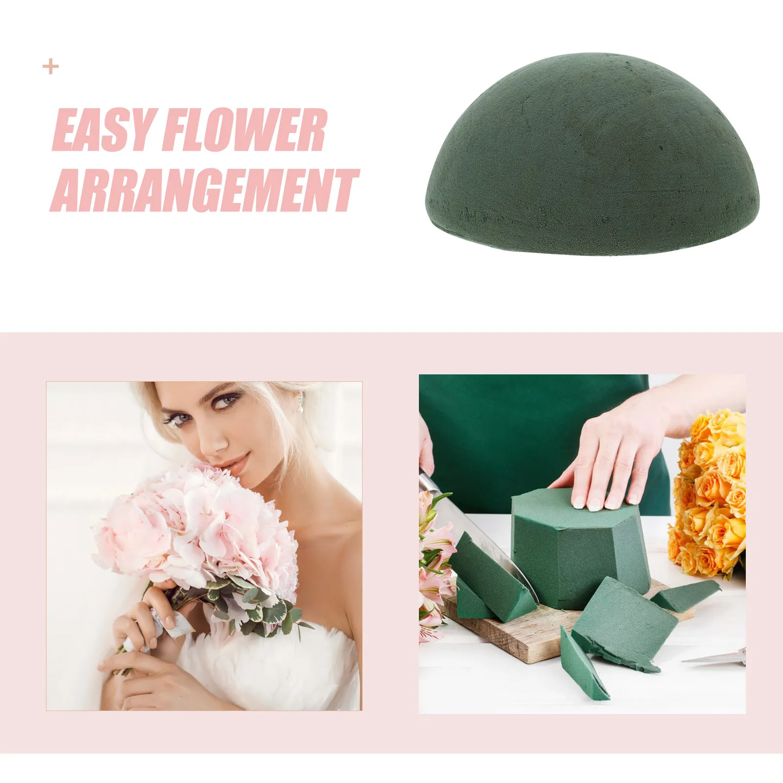 Green Half Sphere Floral Foam for Wedding Decorations Bridal Bouquets Floral Design DIY Spherical Flower Arrangement Mud