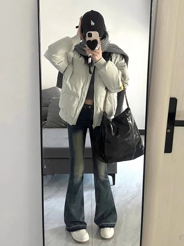 

Женское хлопковое зимнее пальто Jaet een в американском стиле Lazy Chic, студенческая верхняя одежда небольшого размера, свободная посадка для поездок на работу