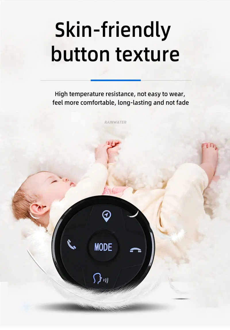 T3-S Wireless Square Car Steering Wheel Control Button Universal Black ABS+PC Media Control Key