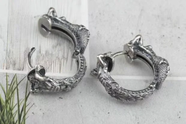 الرجعية نبتون بوسيدون حورية البحر غير المتماثلة أقراط النساء الرجال زوجين الرجعية أسطورة الاتجاه هيبوالرجينيك أقراط #5