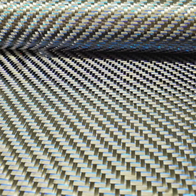 250gsm Carbon Fiber Fabric Blue Metallic Reflection Mixed Twill Fabric Cloth 100cm*50cm