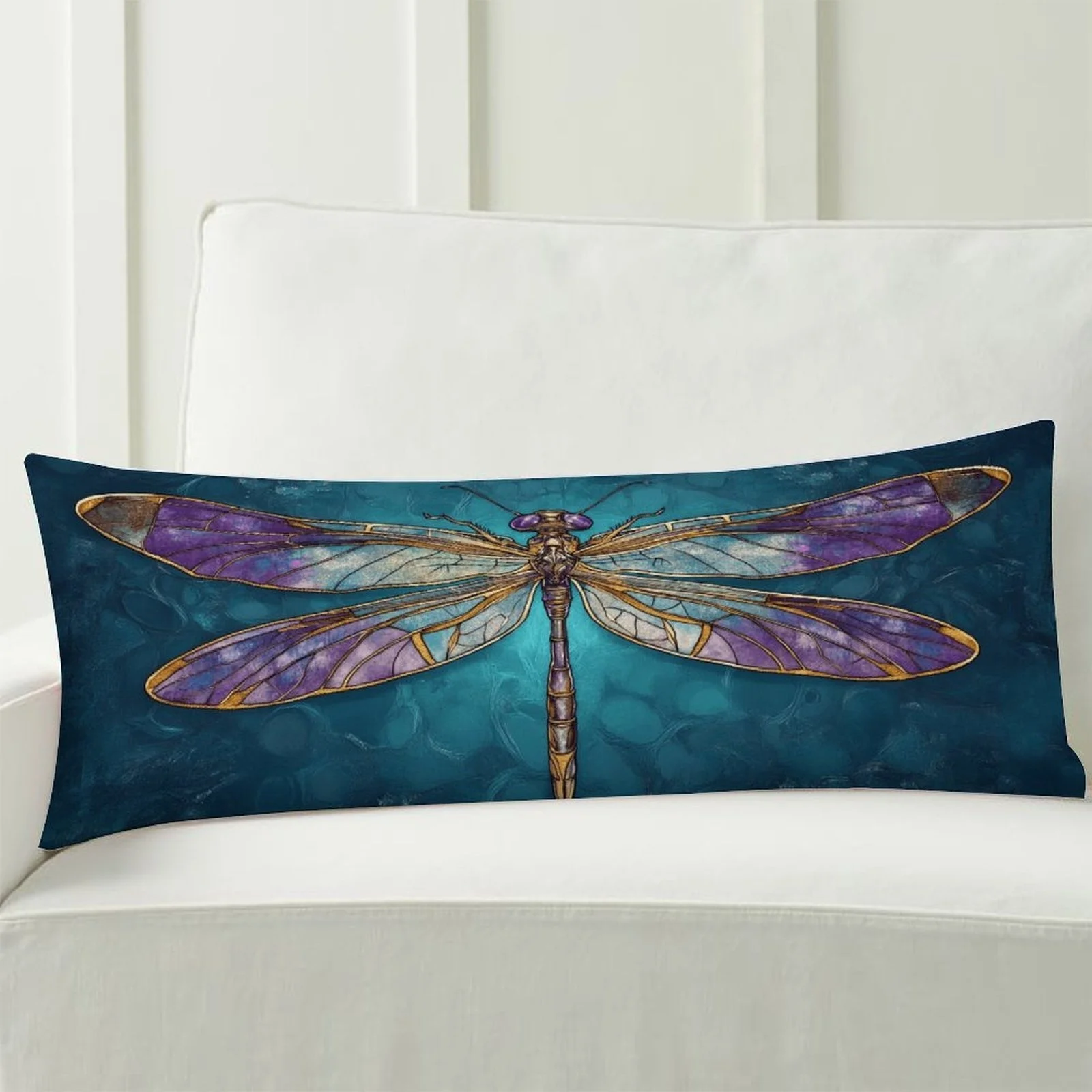 Dragonfly Art Themed Body Pillow Cover, Fashionable Plush Long Bed Pillowcase, Soft Decorative Double-sided Printed Large Body P