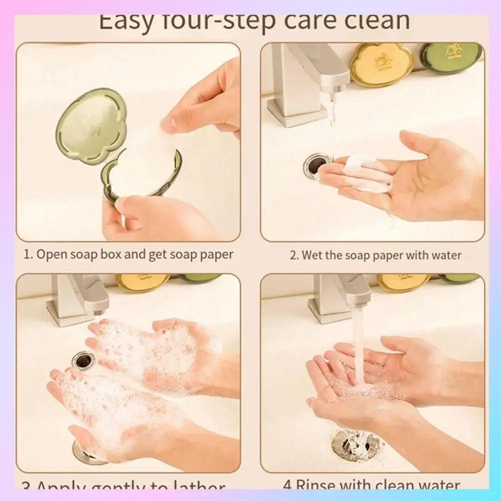 

T23C Портативная растворимая мыльная бумага Растворимая мыльная бумага Мыльная бумага для использования в помещении, на открытом воздухе, путешествий, кемпинга, пешего туризма