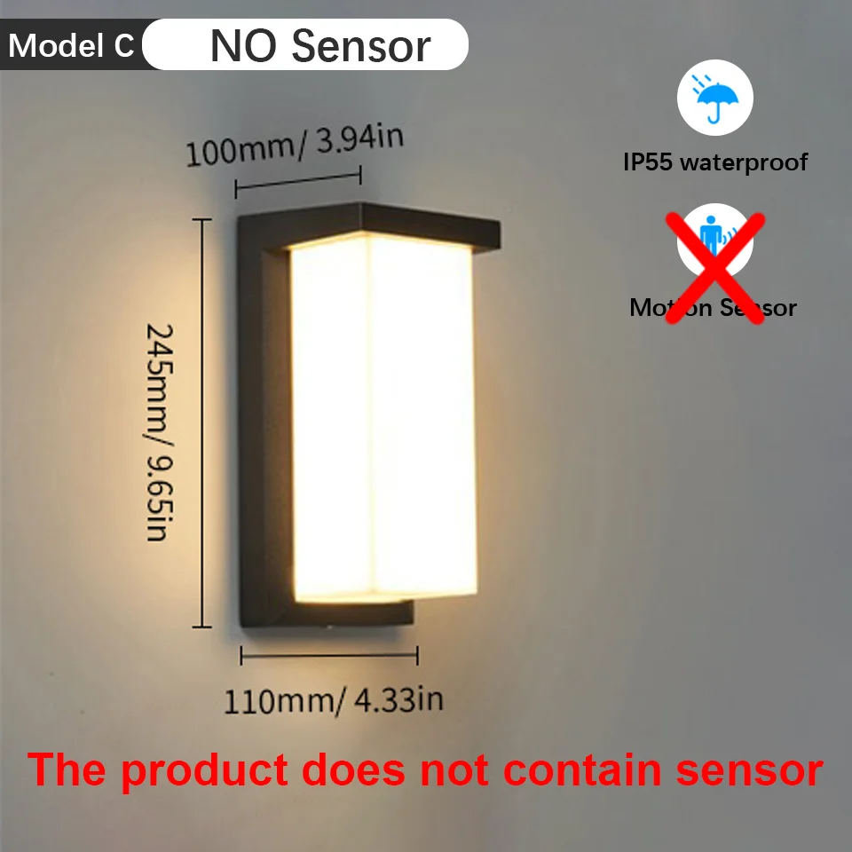 NONE Outdoor LED Wand Lampe Motion Sensor Wasserdicht AC85-265V 16/30W Wand Lampe Außerhalb Garten Veranda Balkon Treppen led-Licht Für Zimmer 5