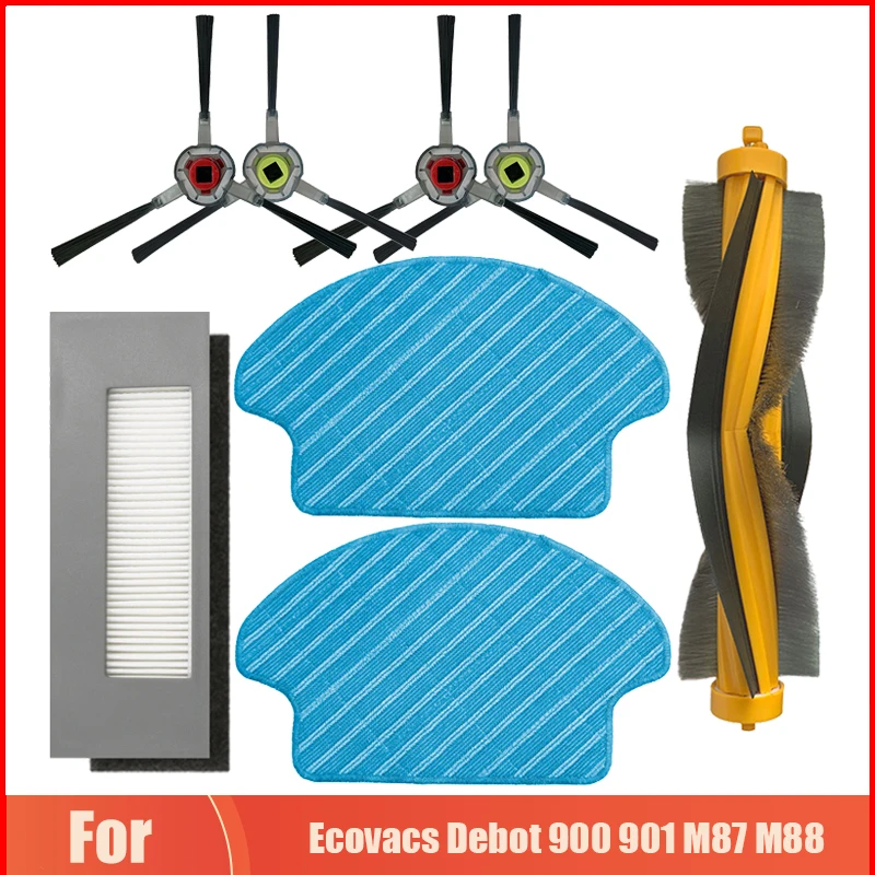 Pièces de filtre Hepa pour aspirateur robot Ecovacs Debot, brosse à rouleau, brosse latérale, vadrouille, chiffons de gril, accessoires, 900, 901, M87, M88