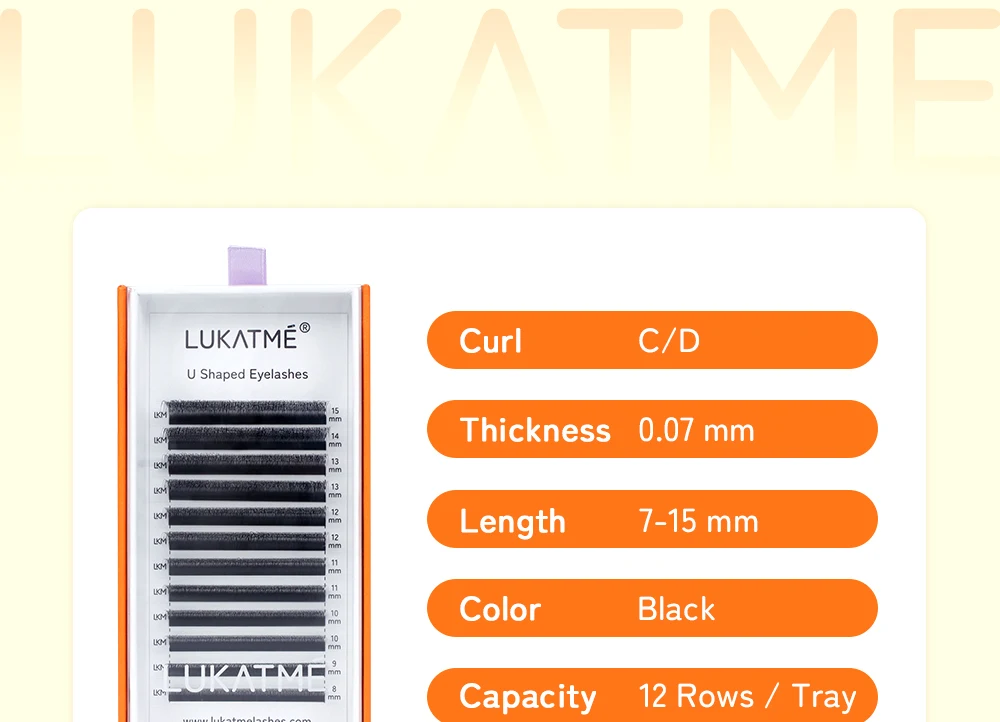 10 Stück/Box LUKATME U-förmige Wimpernverlängerungen Vorgefertigte Fächerwimpern 3D-6D Curl C/D Künstliche Wimpern 7-15mm Mix für Großhandel – Detail 2