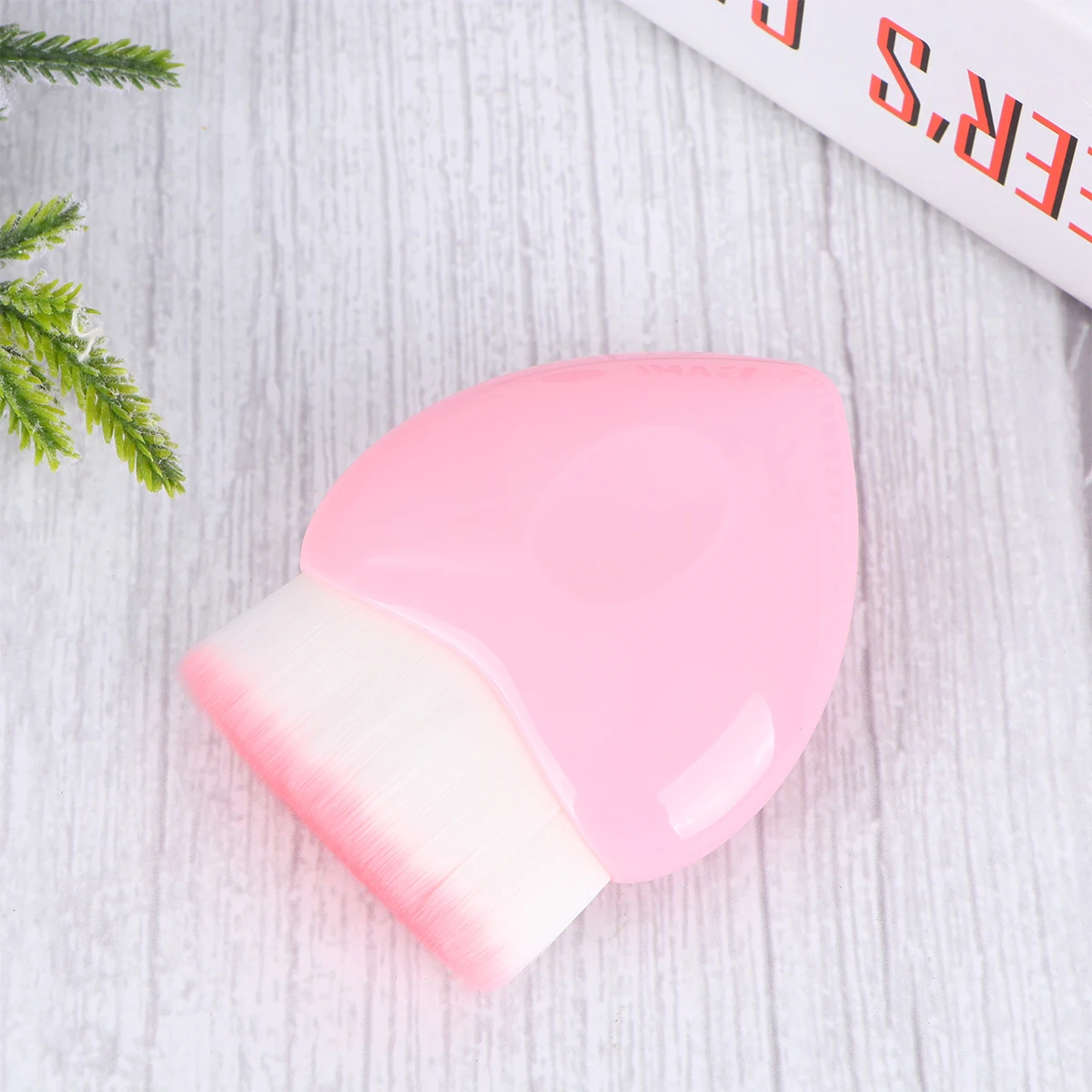 Rosa lidar com pó branco cabelo cabeça plana escova bochecha maquiagem fundação ferramentas macias conjunto de escova pó blush